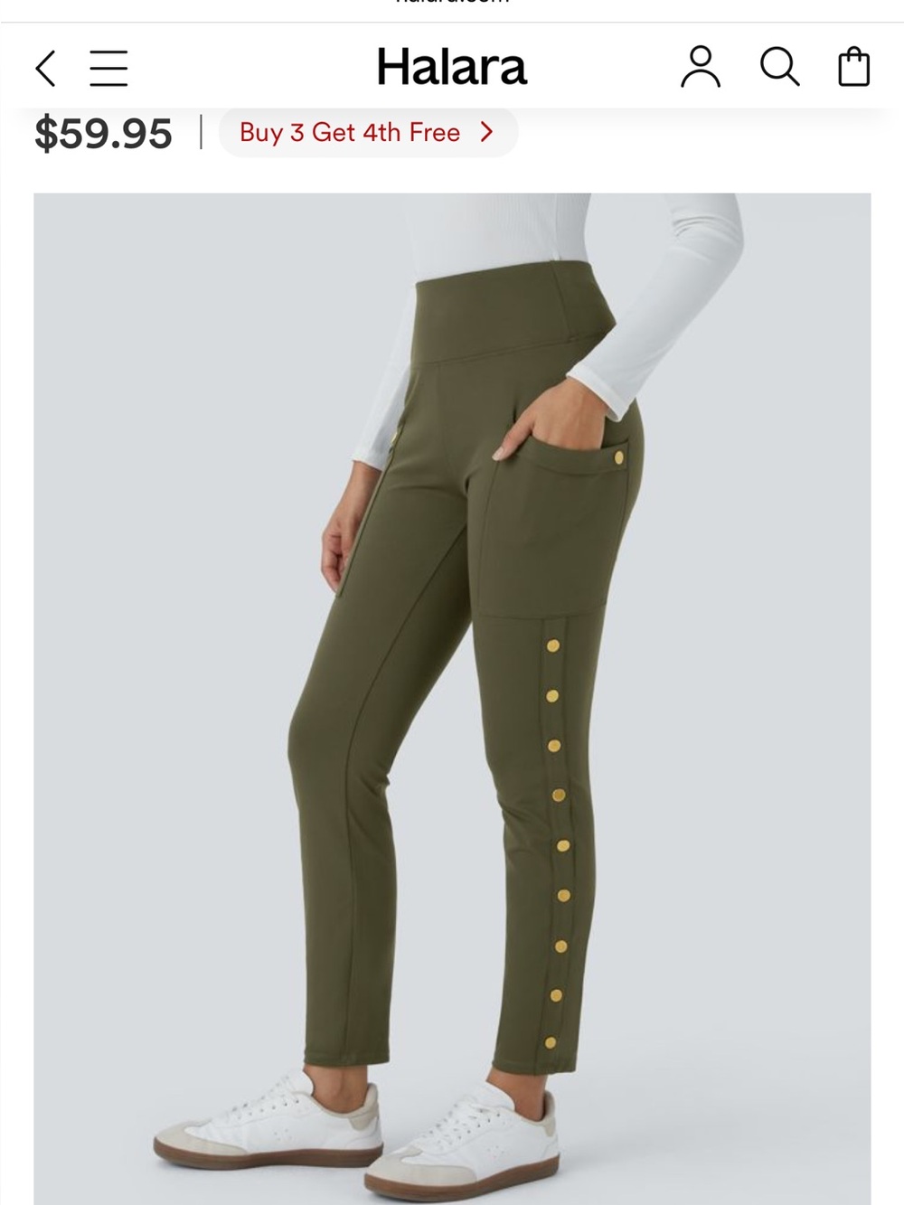 Halara DayStretch High Waisted Decorative Pocket Skinny Ankle Length Pants